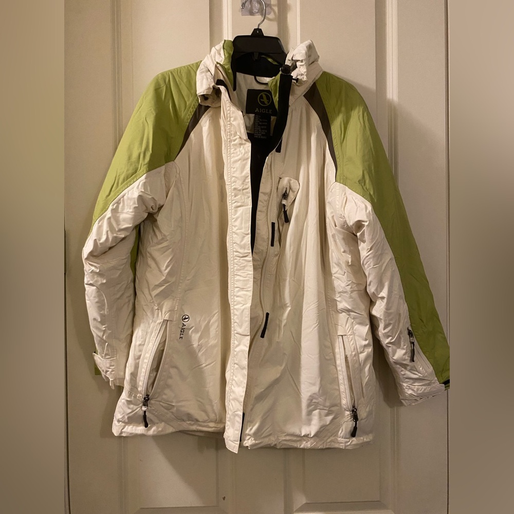AIGLE Womens jacket size 14 vintage with color green and cream/white color